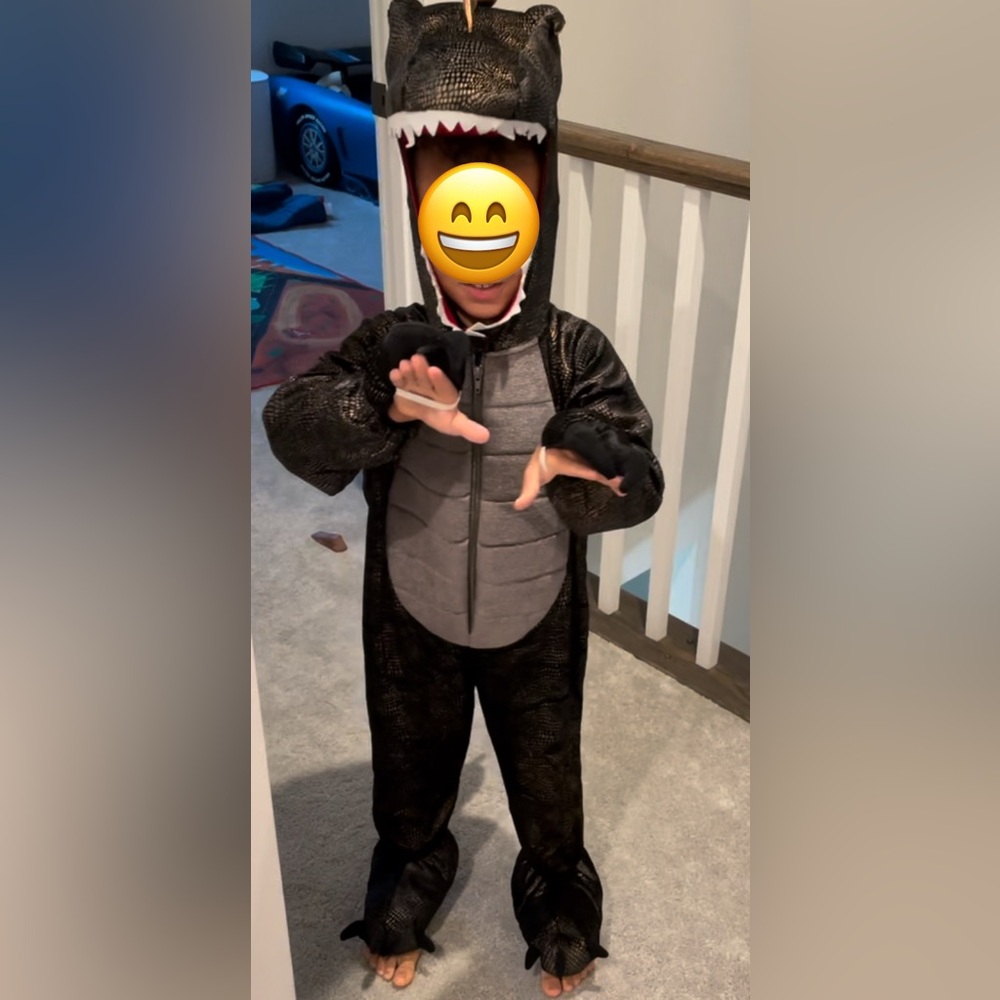 Dinosaur Halloween Costume for Kids Size 4T Black & Gold - Picture 5 of 6